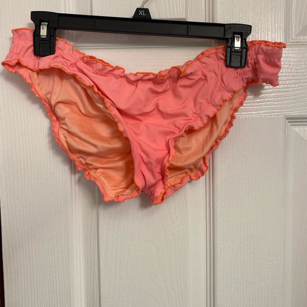 Victoria Secret the ruffle cheeky bikini bottom Size L Color coral